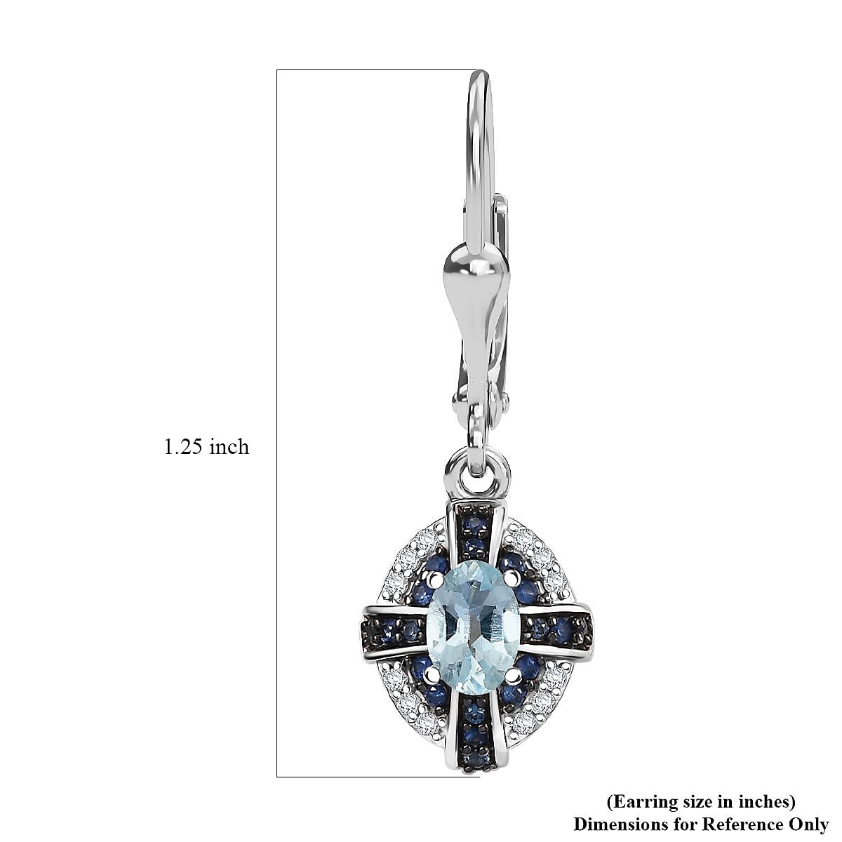D'Joy Mangoro Aquamarine and Multi Gemstone 1.35 ctw Starlight Halo Earrings in Rhodium Over Sterling Silver
