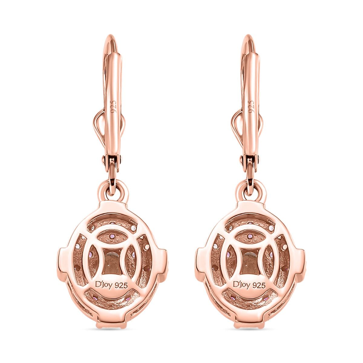 Premium Marropino Morganite and Multi Gemstone 1.50 ctw Starlight Halo Earrings in 18K Vermeil Rose Gold Over Sterling Silver image number 4