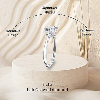 IGI Certified Luxuriant Lab Grown Diamond E-F VS 2.00 ctw Solitaire Ring in 10K White Gold (Size 10.0) (Del. in 10-15 Days)