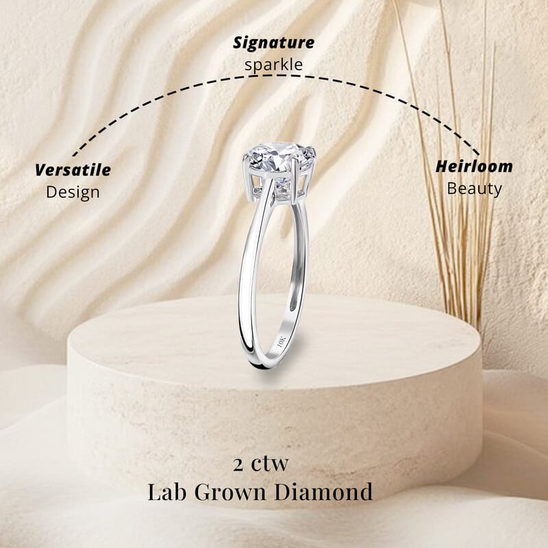 IGI Certified Luxuriant Lab Grown Diamond E-F VS 2.00 ctw Solitaire Ring in 10K White Gold (Size 10.0) (Del. in 10-15 Days)