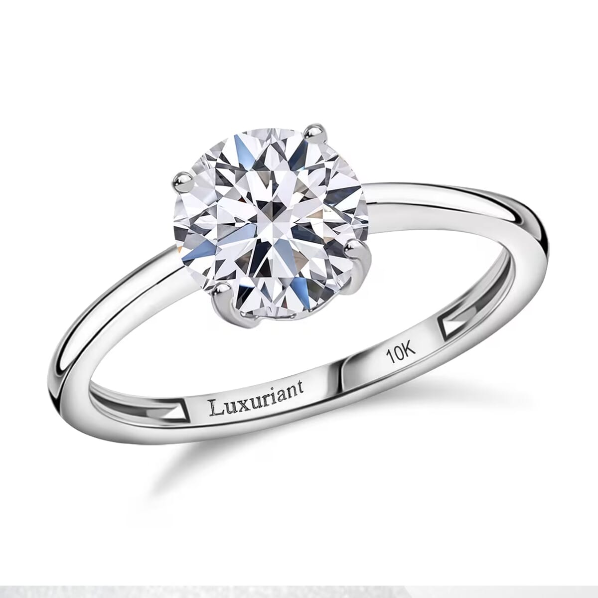 10K White Gold Luxuriant Lab Grown Diamond (Rnd 8mm) (E-F, VS) Solitaire Ring (Size 4.5) 2.00 ctw image number 0