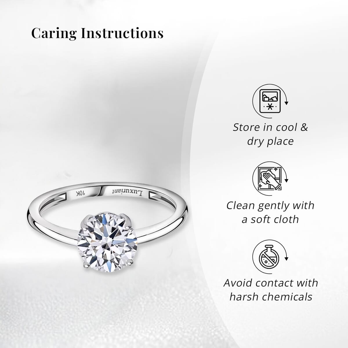 10K White Gold Luxuriant Lab Grown Diamond (Rnd 8mm) (E-F, VS) Solitaire Ring (Size 8.5) 2.00 ctw image number 6