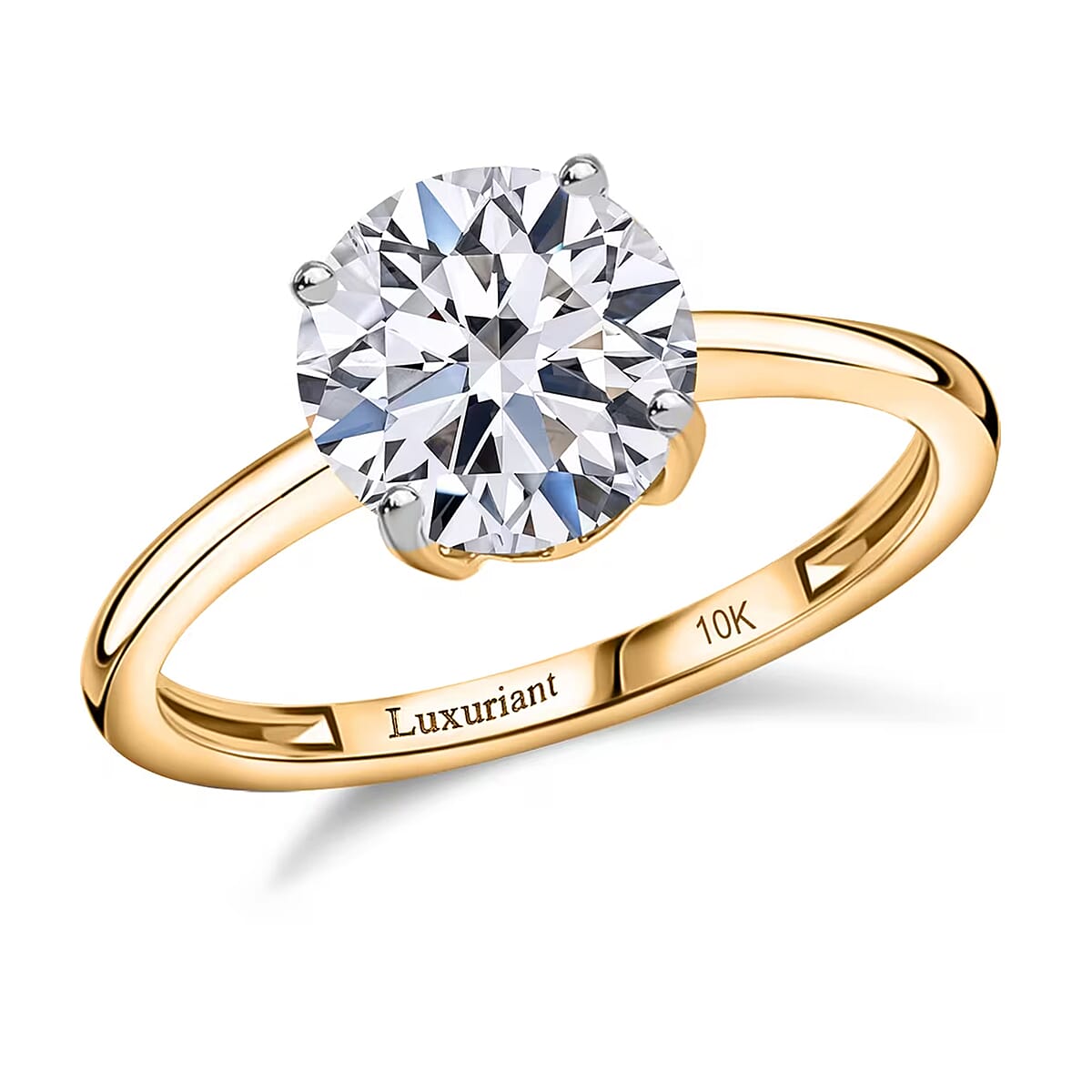 IGI Certified 10K Yellow Gold Luxuriant Lab Grown Diamond (E-F, VS) Solitaire Ring (Size 6.5) 3.00 ctw image number 0