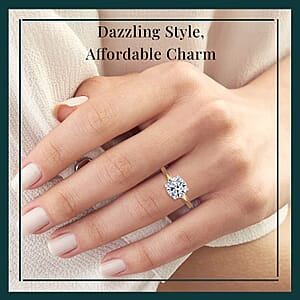 IGI Certified 10K Yellow Gold Luxuriant Lab Grown Diamond (E-F, VS) Solitaire Ring (Size 6.5) 3.00 ctw