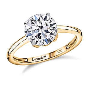 IGI Certified 10K Yellow Gold Luxuriant Lab Grown Diamond (E-F, VS) Solitaire Ring (Size 9.5) 3.00 ctw