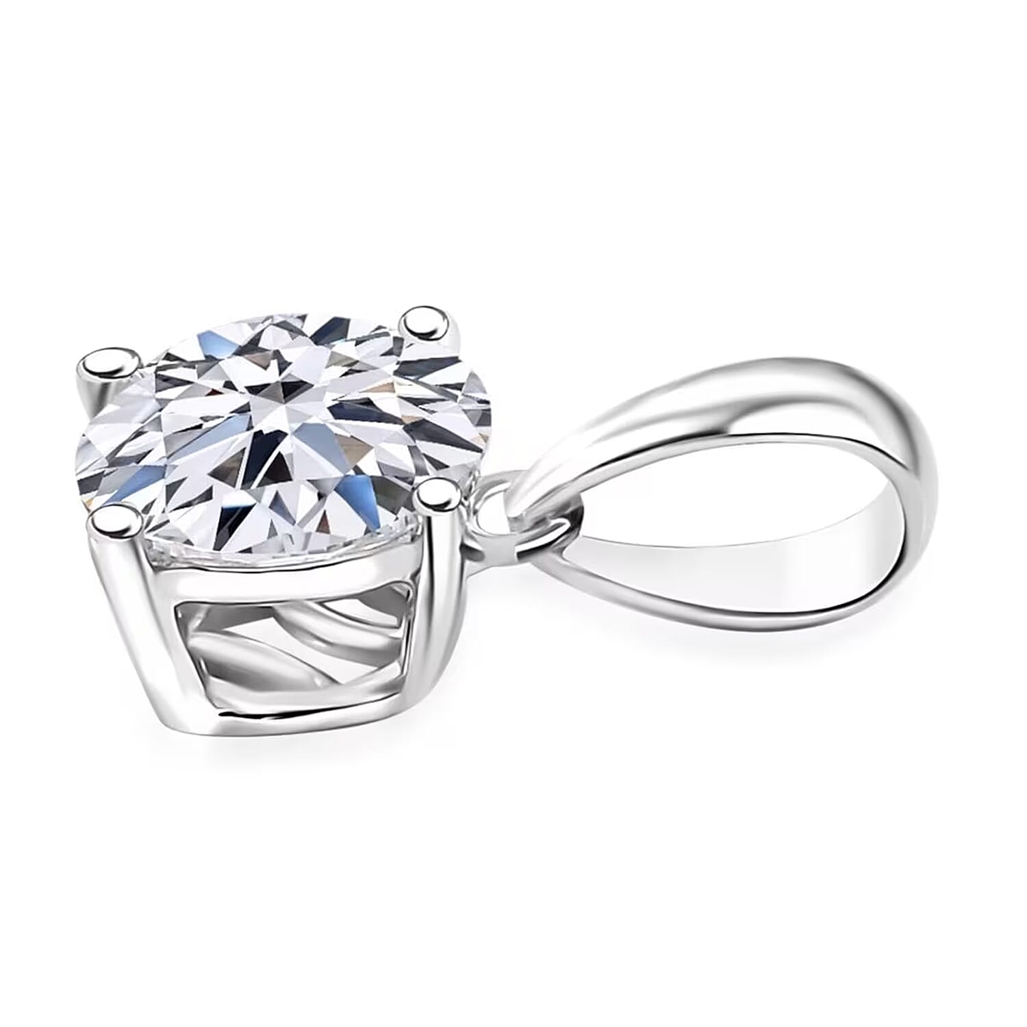 IGI Certified 10K White Gold Luxuriant Lab Grown Diamond (E-F, VS) Solitaire Pendant (Del. in 10-15 Days) 1.00 ctw