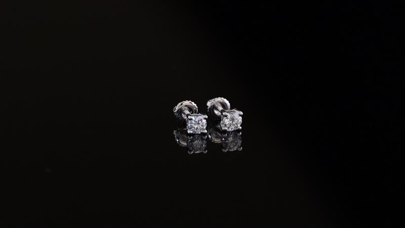 10K White Gold Luxuriant Lab Grown Diamond (E-F, VS) Solitaire Stud Earrings (Del. in 10-15 Days) 0.50 ctw