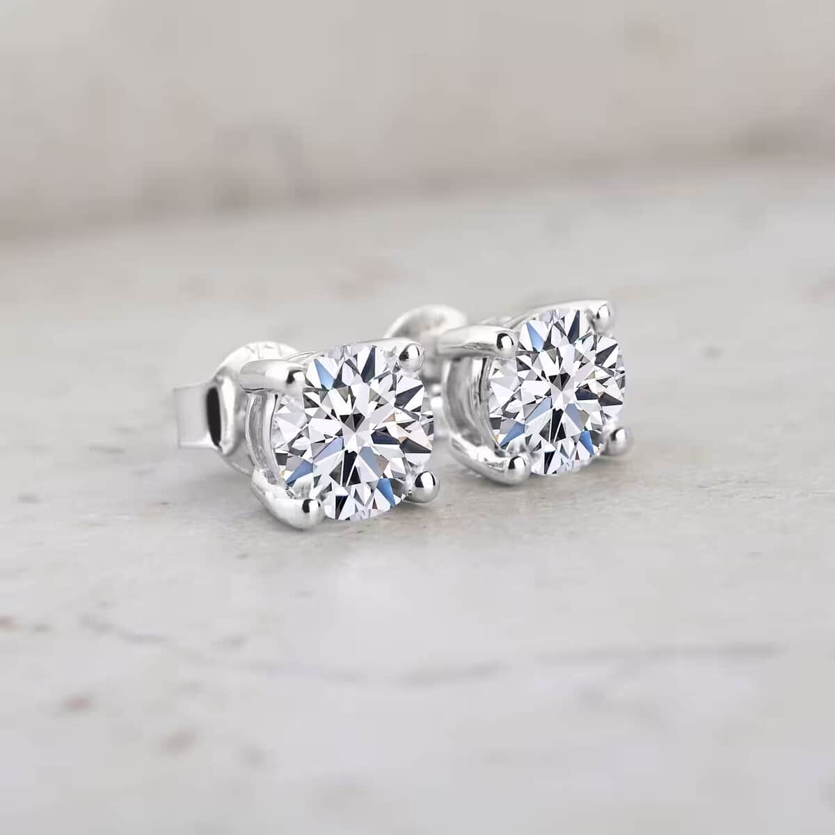 Luxuriant Lab Grown Diamond E-F VS 0.50 ctw Solitaire Stud Earrings in 10K White Gold (Del. in 10-15 Days) image number 1