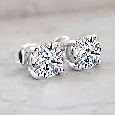 IGI Certified Luxuriant Lab Grown Diamond E-F VS 0.50 ctw Solitaire Stud Earrings in 10K White Gold