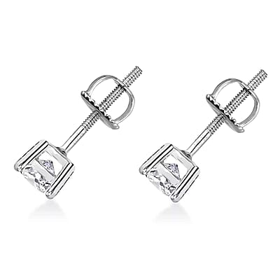 IGI Certified Luxuriant Lab Grown Diamond E-F VS 0.50 ctw Solitaire Stud Earrings in 10K White Gold