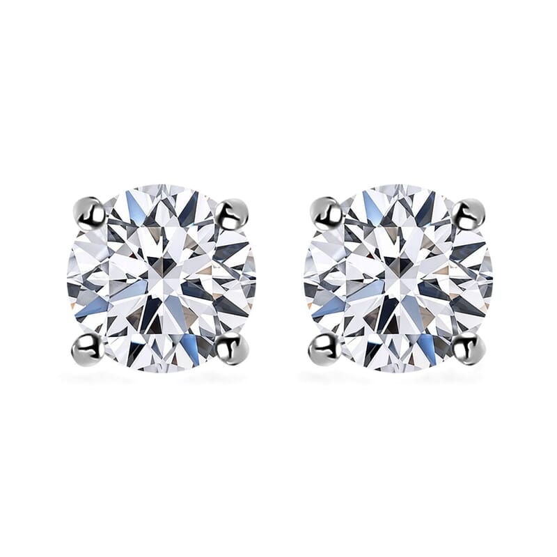 IGI Certified Luxuriant Lab Grown Diamond E-F VS 1.00 ctw Solitaire Stud Earrings in 10K White Gold