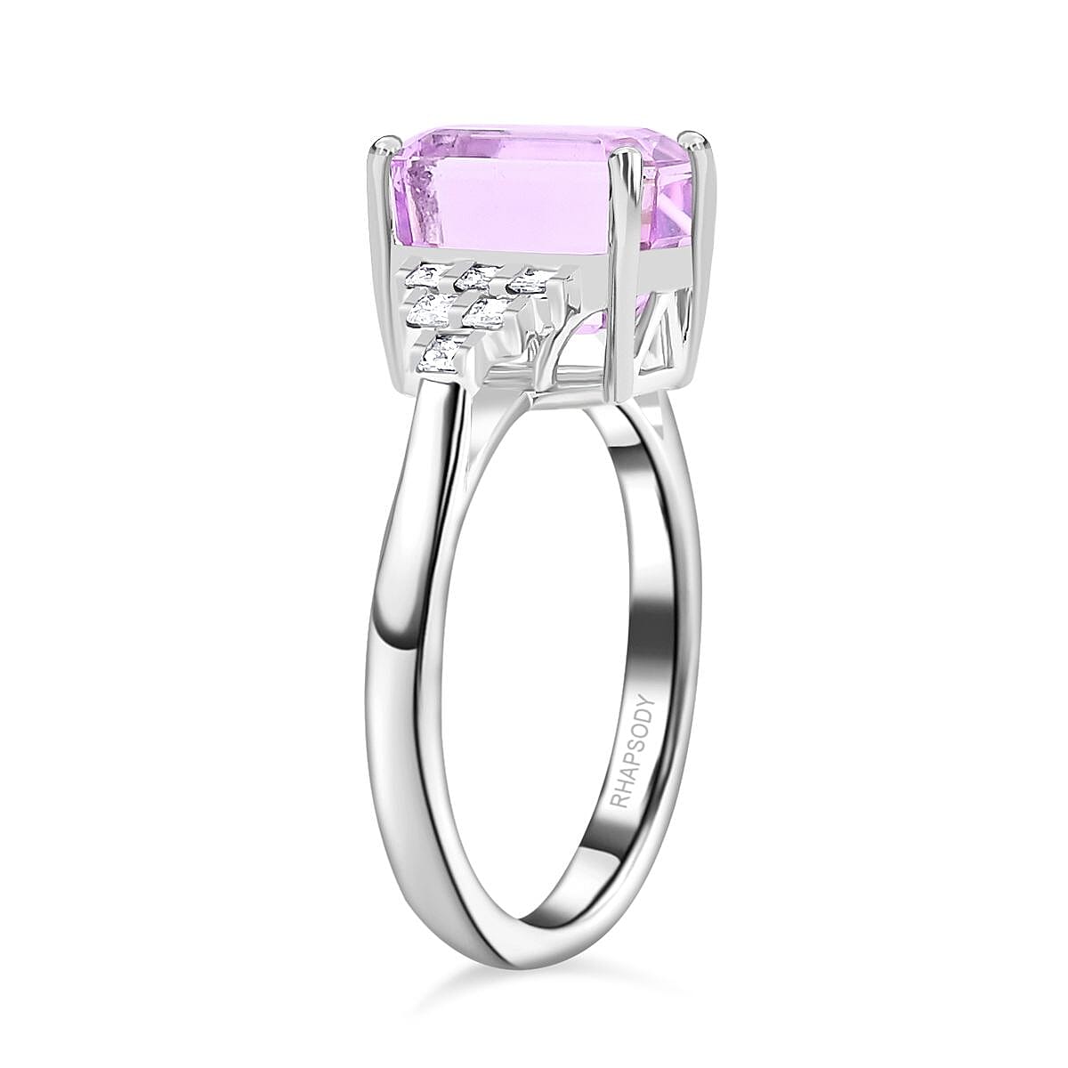 Certified & Appraised Rhapsody AAAA Patroke Kunzite and E-F VS Diamond 4.85 ctw Ring in 950 Platinum (Size 10.0) 6.60 Grams
