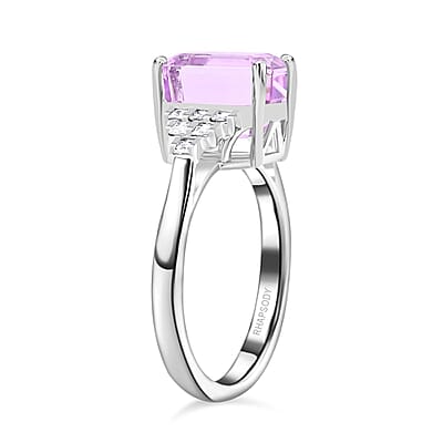 Certified & Appraised Rhapsody AAAA Patroke Kunzite and E-F VS Diamond 4.85 ctw Ring in 950 Platinum (Size 10.0) 6.60 Grams