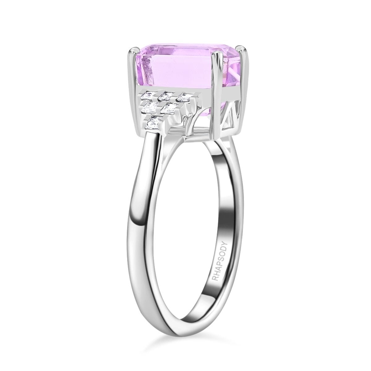 Certified & Appraised Rhapsody AAAA Patroke Kunzite and E-F VS Diamond 4.85 ctw Ring in 950 Platinum (Size 9.0) 6.60 Grams image number 3
