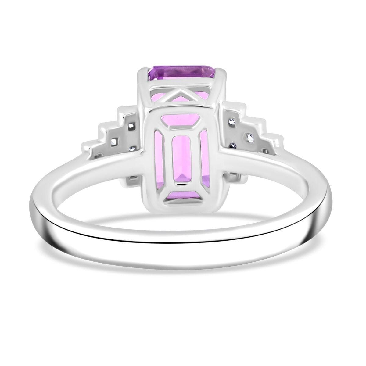 Certified & Appraised Rhapsody AAAA Patroke Kunzite and E-F VS Diamond 4.85 ctw Ring in 950 Platinum (Size 9.0) 6.60 Grams image number 4