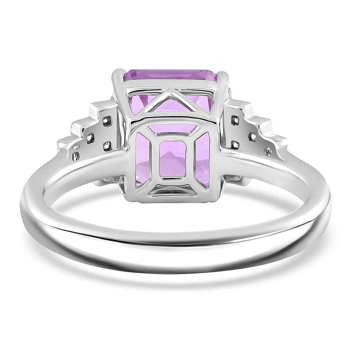 Certified & Appraised Rhapsody AAAA Asscher Cut Patroke Kunzite and E-F VS Diamond 5.00 ctw Ring in 950 Platinum (Size 10.0) 6.30 Grams