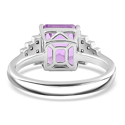 Certified & Appraised Rhapsody AAAA Asscher Cut Patroke Kunzite and E-F VS Diamond 5.00 ctw Ring in 950 Platinum (Size 10.0) 6.30 Grams