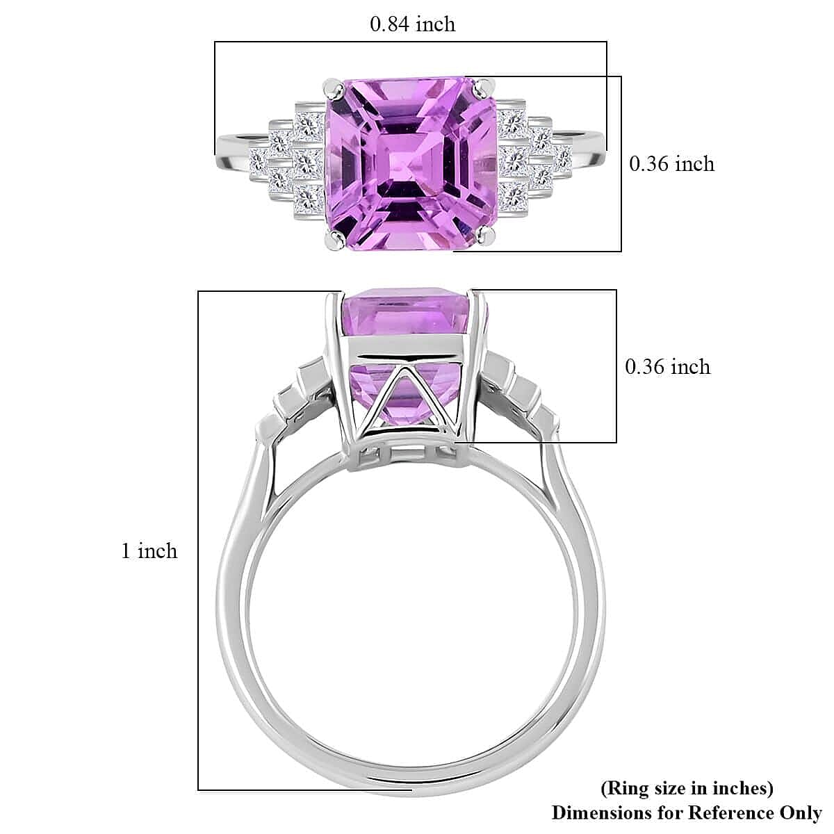 Certified & Appraised Rhapsody AAAA Asscher Cut Patroke Kunzite and E-F VS Diamond 5.00 ctw Ring in 950 Platinum (Size 10.0) 6.30 Grams