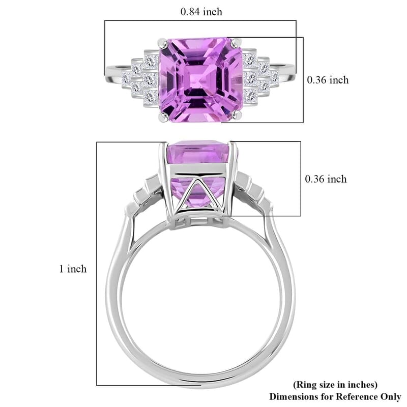 Certified & Appraised Rhapsody AAAA Asscher Cut Patroke Kunzite and E-F VS Diamond 5.00 ctw Ring in 950 Platinum (Size 10.0) 6.30 Grams