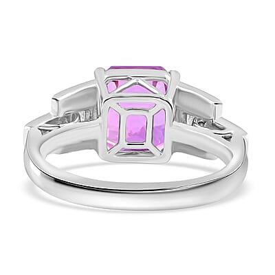 Certified & Appraised Rhapsody AAAA Asscher Cut Patroke Kunzite and E-F VS Diamond 6.15 ctw Ring in 950 Platinum (Size 8.0) 8.16 Grams