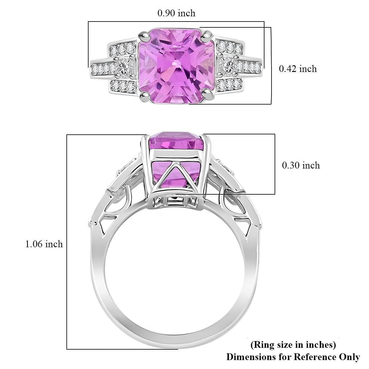 Certified & Appraised Rhapsody AAAA Asscher Cut Patroke Kunzite and E-F VS Diamond 6.15 ctw Ring in 950 Platinum (Size 8.0) 8.16 Grams