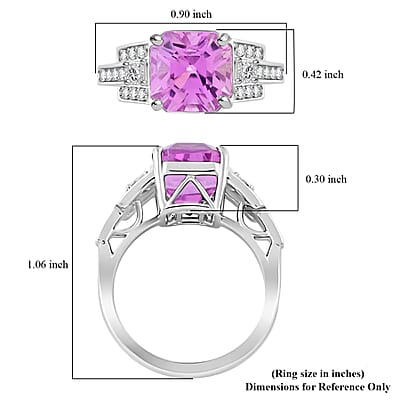 Certified & Appraised Rhapsody AAAA Asscher Cut Patroke Kunzite and E-F VS Diamond 6.15 ctw Ring in 950 Platinum (Size 8.0) 8.16 Grams