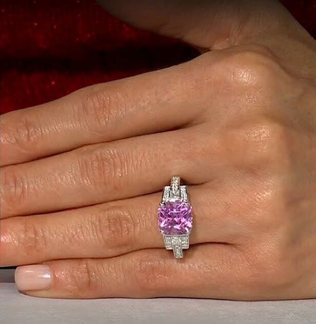 Certified & Appraised Rhapsody AAAA Patroke Kunzite and E-F VS Diamond 6.25 ctw Ring in 950 Platinum (Size 10.0) 8.10 Grams