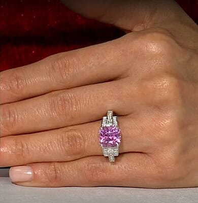 Certified & Appraised Rhapsody AAAA Patroke Kunzite and E-F VS Diamond 6.25 ctw Ring in 950 Platinum (Size 10.0) 8.10 Grams