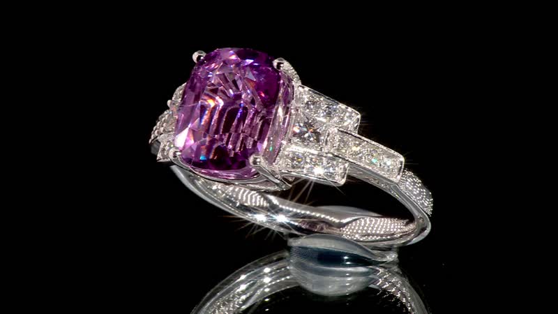 Certified & Appraised Rhapsody AAAA Patroke Kunzite and E-F VS Diamond 6.25 ctw Ring in 950 Platinum (Size 8.0) 8.10 Grams