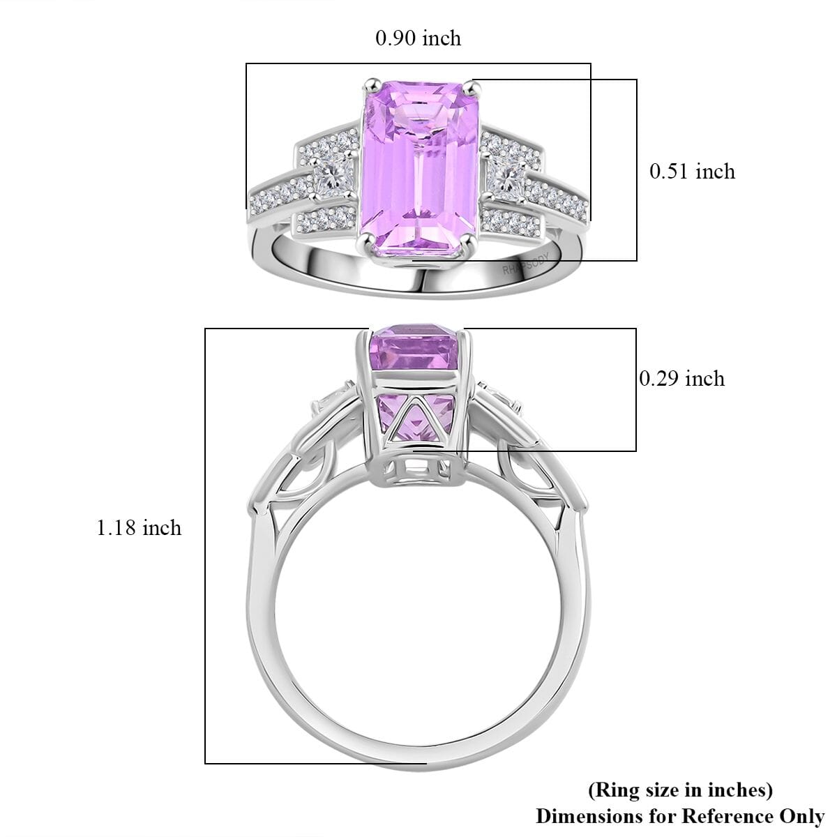 Certified & Appraised Rhapsody AAAA Patroke Kunzite and E-F VS Diamond 6.00 ctw Ring in 950 Platinum (Size 10.0) 7.85 Grams image number 5
