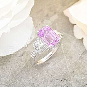 Certified & Appraised Rhapsody AAAA Patroke Kunzite and E-F VS Diamond 6.00 ctw Ring in 950 Platinum (Size 7.0) 7.85 Grams