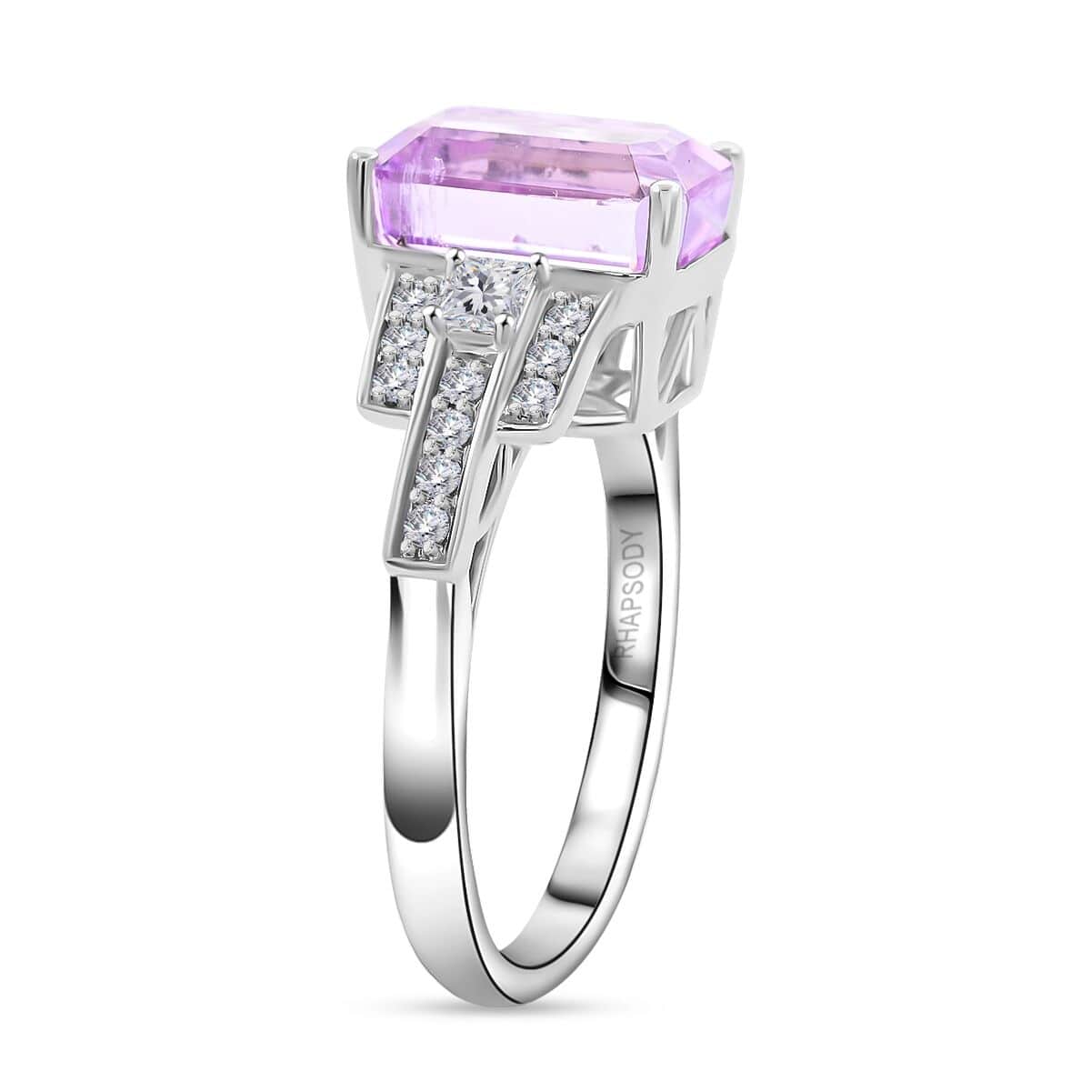 Certified & Appraised Rhapsody AAAA Patroke Kunzite and E-F VS Diamond 6.00 ctw Ring in 950 Platinum (Size 7.0) 7.85 Grams image number 3