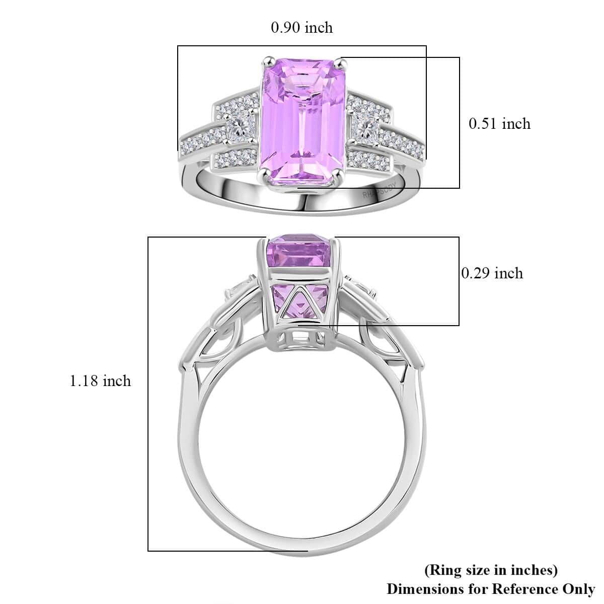 Certified & Appraised Rhapsody AAAA Patroke Kunzite and E-F VS Diamond 6.00 ctw Ring in 950 Platinum (Size 7.0) 7.85 Grams image number 5