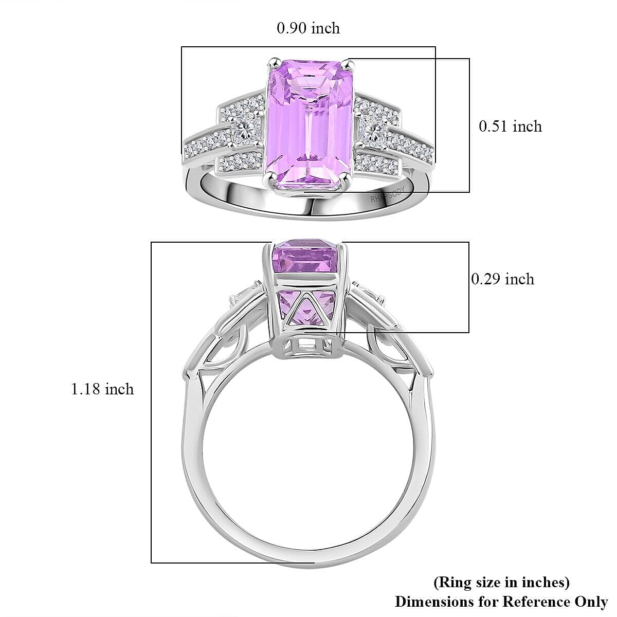Certified & Appraised Rhapsody 950 Platinum AAAA Patroke Kunzite, Diamond (E-F, VS) (0.43 cts) Ring (Size 7.5) (7.85 g) 6.00 ctw image number 5