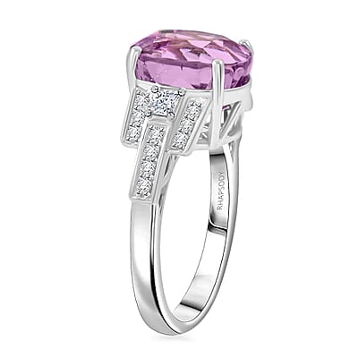 Certified & Appraised Rhapsody AAAA Patroke Kunzite and E-F VS Diamond 6.15 ctw Ring in 950 Platinum (Size 10.0) 8.25 Grams