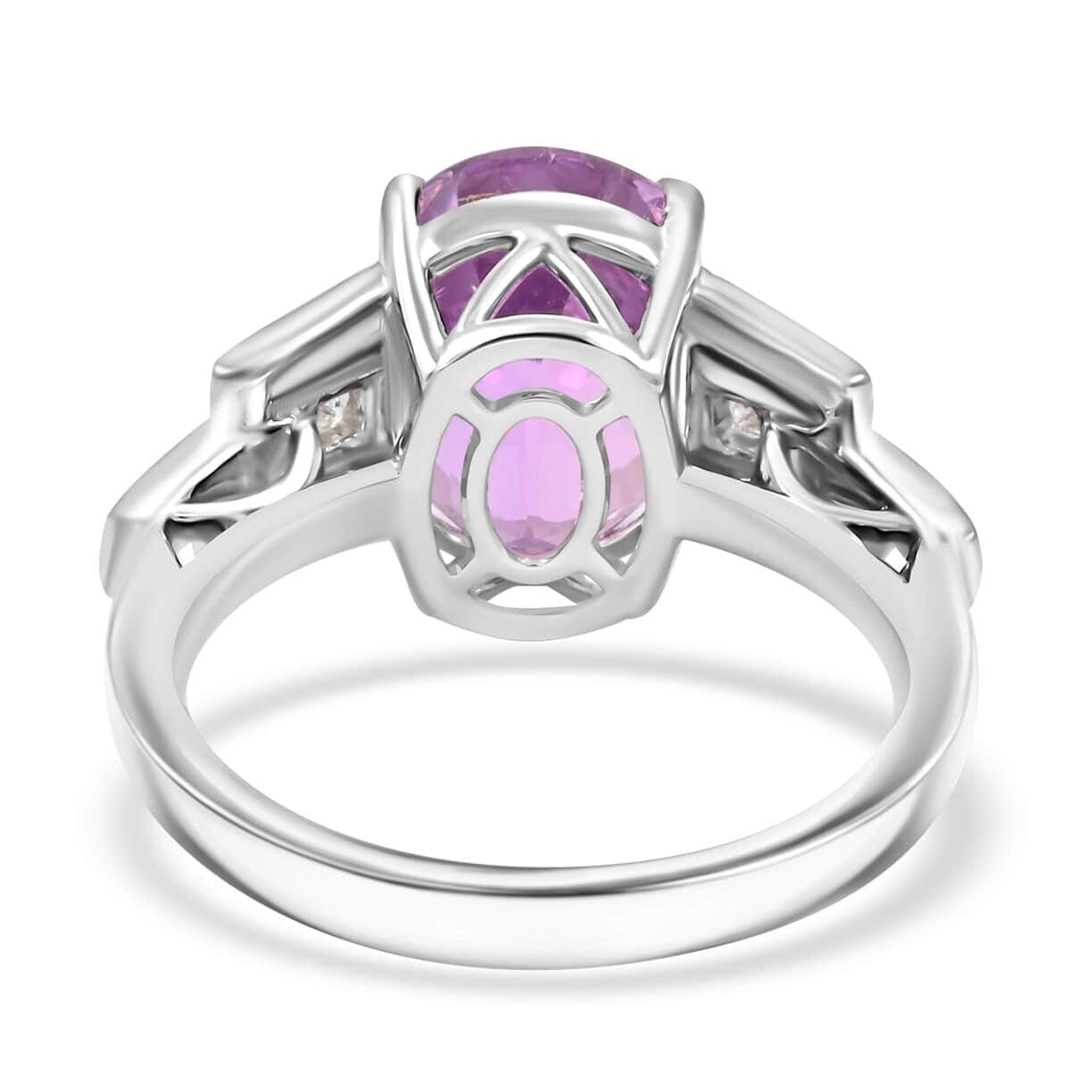 Certified & Appraised Rhapsody AAAA Patroke Kunzite and E-F VS Diamond 6.15 ctw Ring in 950 Platinum (Size 6.0) 8.25 Grams image number 4