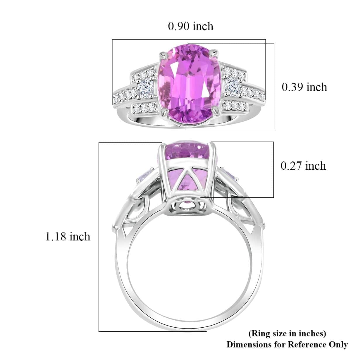 Certified & Appraised Rhapsody AAAA Patroke Kunzite and E-F VS Diamond 6.15 ctw Ring in 950 Platinum (Size 6.0) 8.25 Grams image number 5