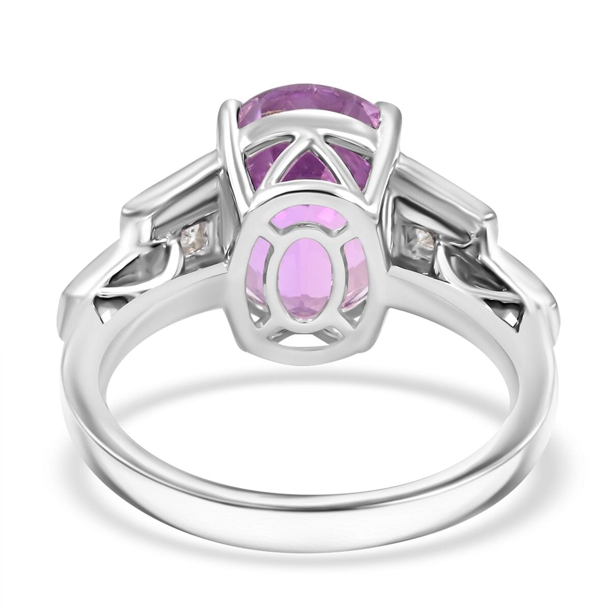 Certified & Appraised Rhapsody AAAA Patroke Kunzite and E-F VS Diamond 6.15 ctw Ring in 950 Platinum (Size 8.0) 8.25 Grams image number 4