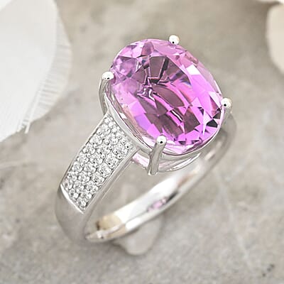 Certified & Appraised Rhapsody AAAA Patroke Kunzite and E-F VS Diamond 7.00 ctw Ring in 950 Platinum (Size 10.0) 8.25 Grams