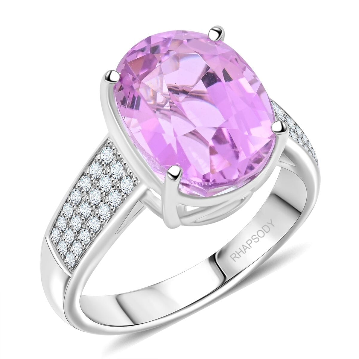 Certified & Appraised Rhapsody 950 Platinum AAAA Patroke Kunzite, Diamond (E-F, VS) (0.31 cts) Ring (Size 6.5) (8.25 g) 7.00 ctw image number 0