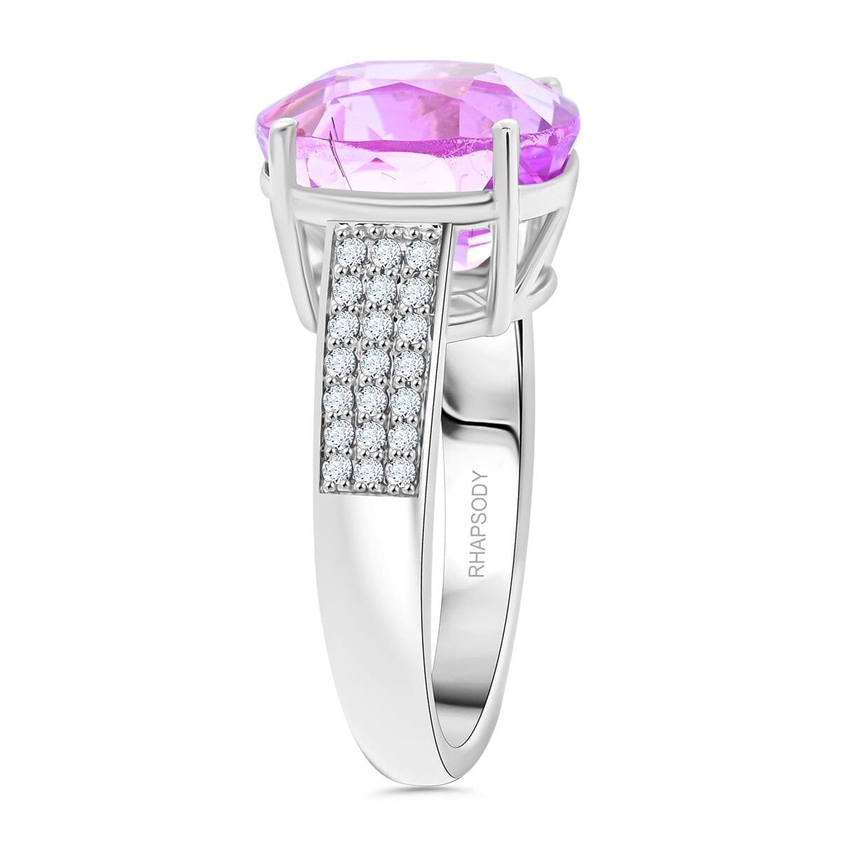 Certified & Appraised Rhapsody 950 Platinum AAAA Patroke Kunzite, Diamond (E-F, VS) (0.31 cts) Ring (Size 6.5) (8.25 g) 7.00 ctw image number 3