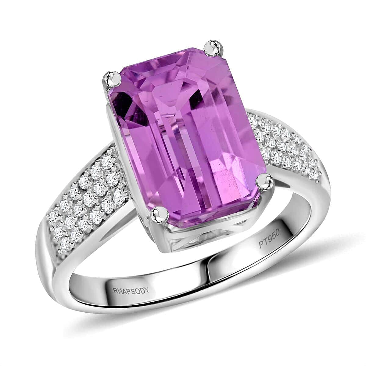 Certified & Appraised Rhapsody 950 Platinum AAAA Patroke Kunzite, Diamond (E-F, VS) (0.31 cts) Ring (Size 10.5) (8.20 g) 6.75 ctw image number 0