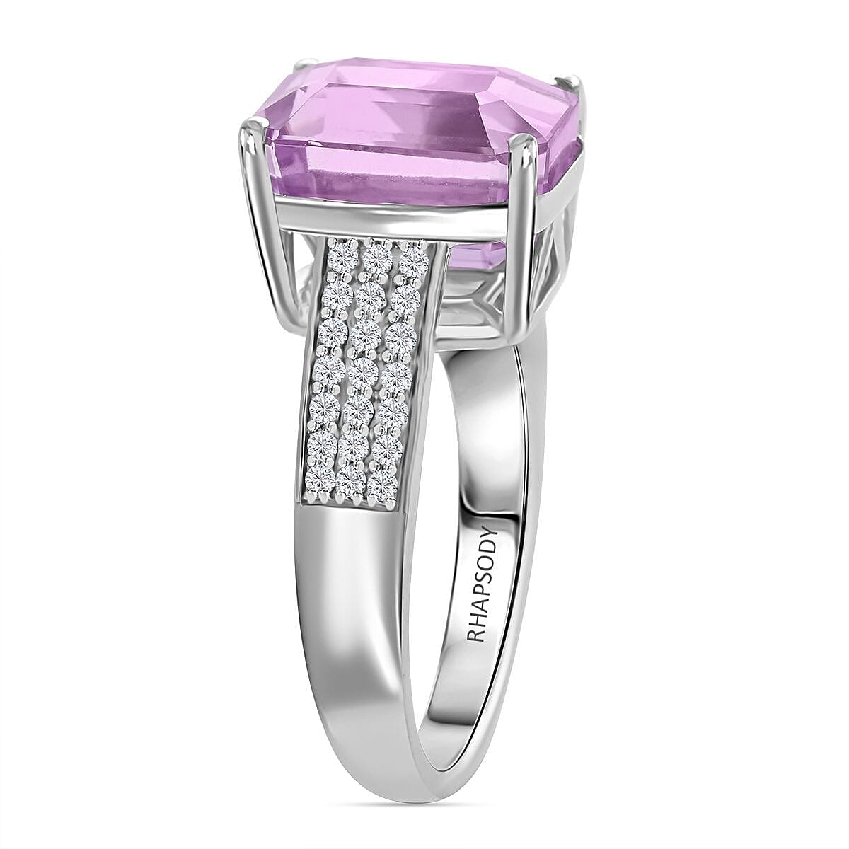 Certified & Appraised Rhapsody 950 Platinum AAAA Patroke Kunzite, Diamond (E-F, VS) (0.31 cts) Ring (Size 9.0) (8.20 g) 6.75 ctw image number 3