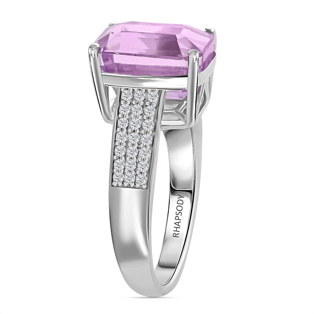 Certified & Appraised Rhapsody 950 Platinum AAAA Patroke Kunzite, Diamond (E-F, VS) (0.31 cts) Ring (Size 9.5) (8.20 g) 6.75 ctw image number 3