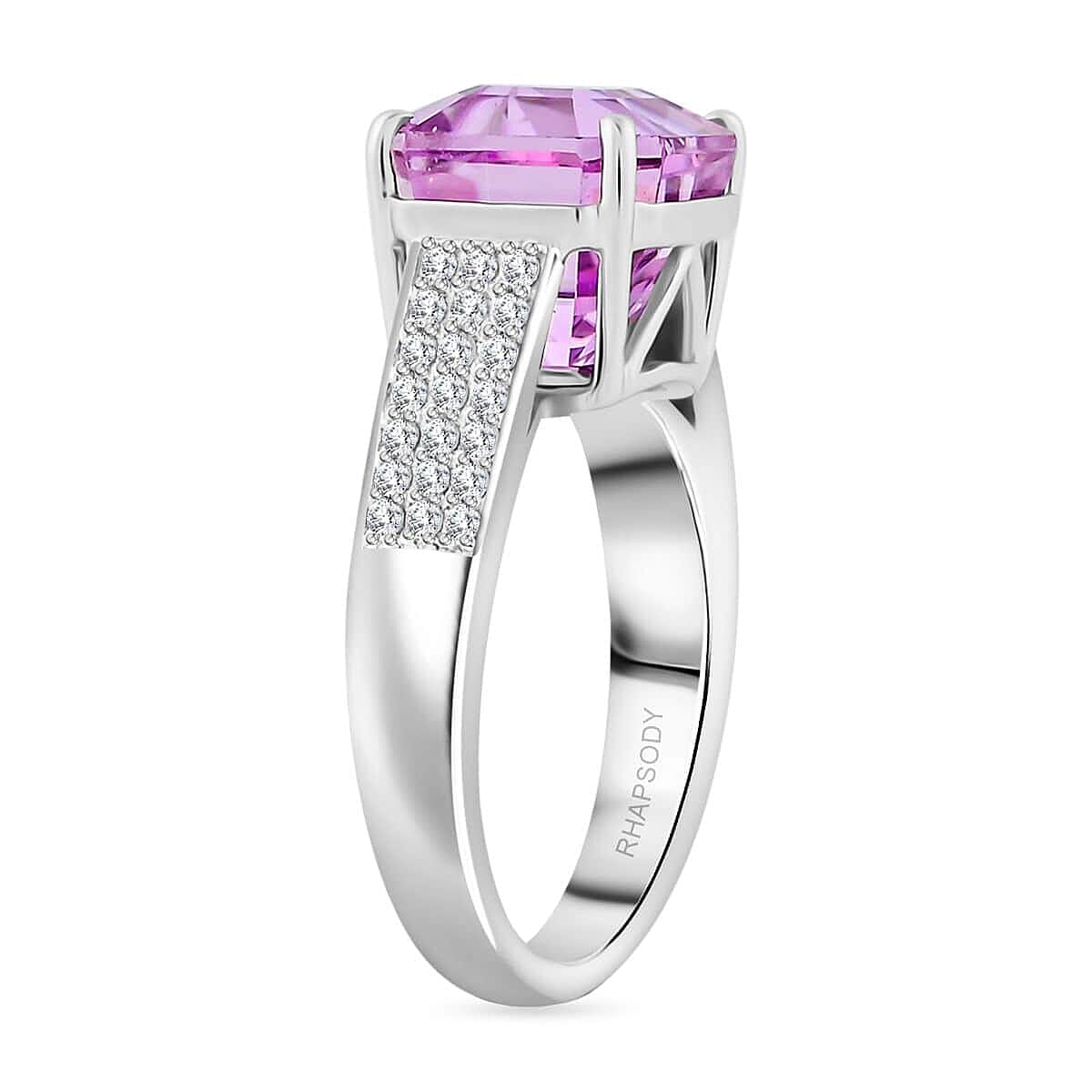 Certified & Appraised Rhapsody AAAA Patroke Kunzite and E-F VS Diamond 6.70 ctw Ring in 950 Platinum (Size 10.0) 8 Grams image number 1