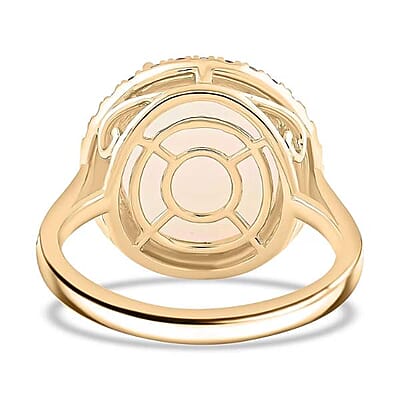 Certified & Appraised Luxoro AAA Ethiopian Welo Opal, Padparadscha Sapphire and G-H I2 Diamond 7.30 ctw Ring in 14K Yellow Gold (Size 12.0) 4.30 Grams