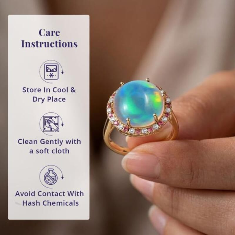 Certified & Appraised Luxoro AAA Ethiopian Welo Opal, Padparadscha Sapphire and G-H I2 Diamond 7.30 ctw Ring in 14K Yellow Gold (Size 6.0) 4.30 Grams
