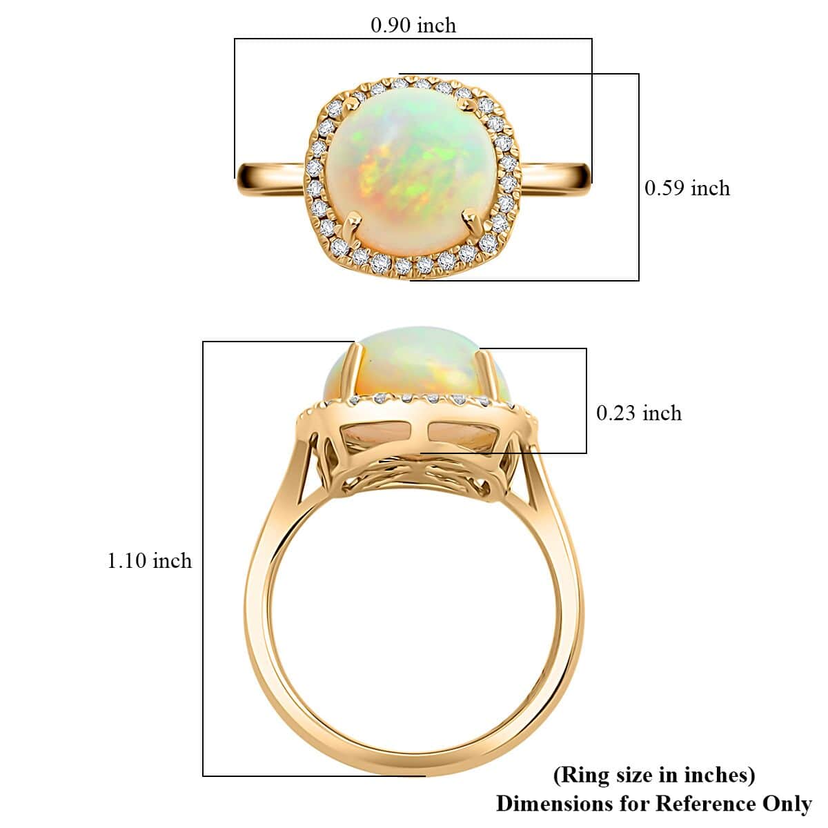 Luxoro AAA Ethiopian Welo Opal and G-H I2 Diamond 4.85 ctw Ring in 10K Yellow Gold (Size 10.0) 4 Grams image number 5