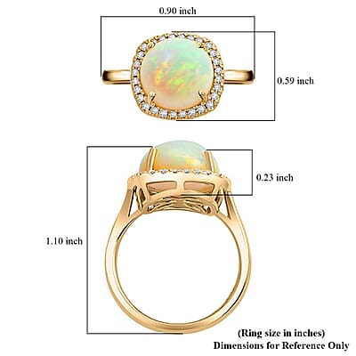 Luxoro AAA Ethiopian Welo Opal and G-H I2 Diamond 4.85 ctw Ring in 10K Yellow Gold (Size 10.0) 4 Grams