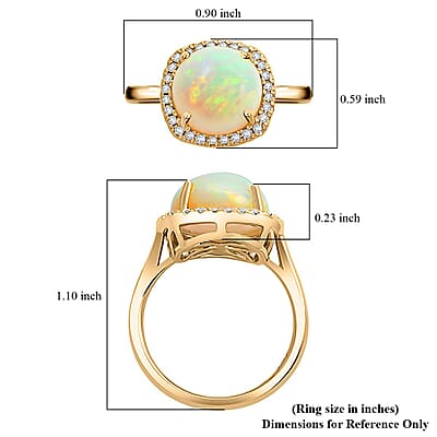 Luxoro AAA Ethiopian Welo Opal and G-H I2 Diamond 4.85 ctw Ring in 10K Yellow Gold (Size 8.0) 4 Grams